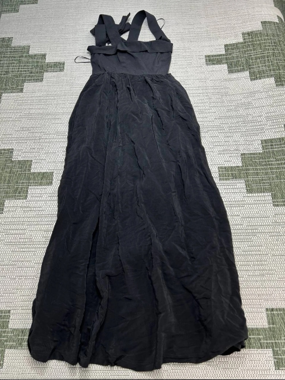 Maeve Dress Womens Xs Black Cotton Blouson Wrap Midi
